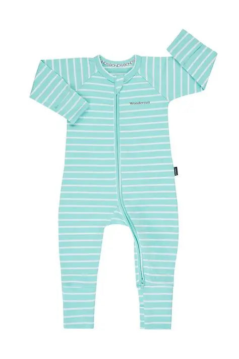 Bonds Wondersuit zip Aqua Stripe