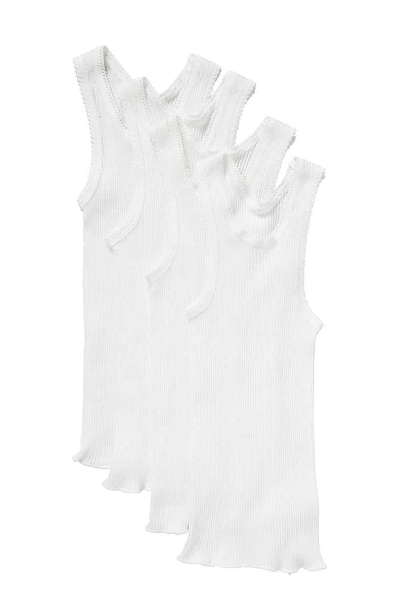 4pk White Singlet