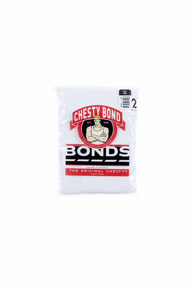 Chesty Mens Singlet White 2pk