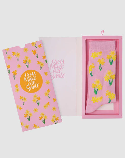 Daffodils Bamboo Sock Card Womens
