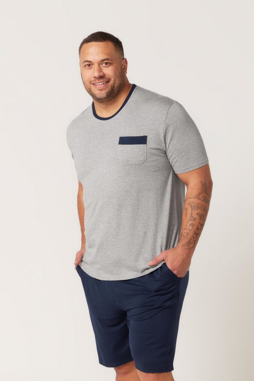 Bamboo Cotton S/S Set - Grey/Navy