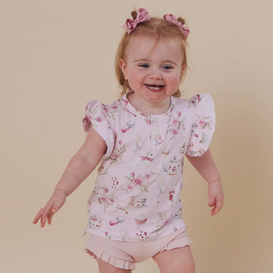 Alice's Tea Party Organic Short Sleeve Top with Frill